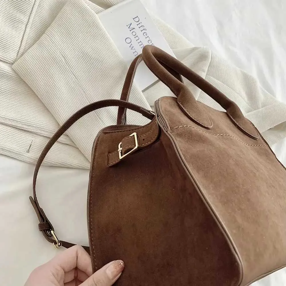Borsa da donna vintage in pelle scamosciata a forma di croce, grande capacità, tracolla regolabile, tinta unita, Y241115_voghion.com