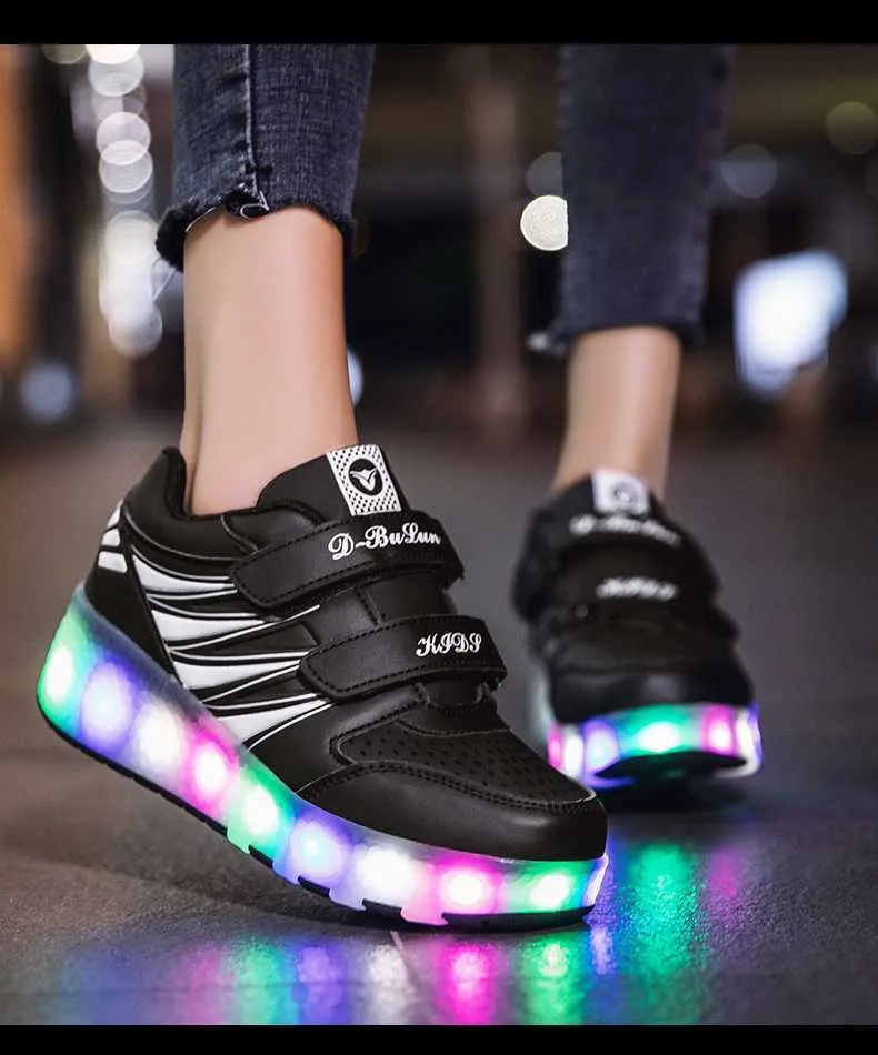 Sneakers Roller Skates 2 Wheels Shoes Glowing Lighted Led Children Boys Girls Kids Fashion Luminous Sports Boots Casual_voghion.com
