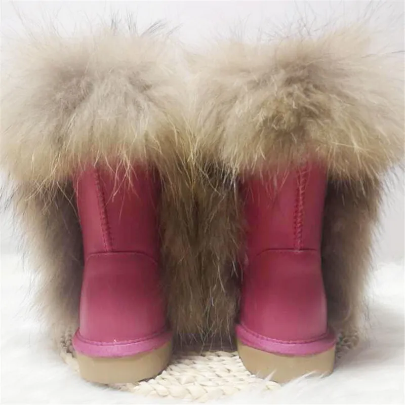 New Arrival 2023 Non-Slip Fox Fur Woman Winter Shoes Genuine Leather Natural Womens Snow Boots Thick Plush_voghion.com
