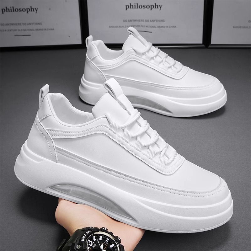 2024 New Summer Versatile Sports Board Men's Casual Leather Elevated Little White Trendy Shoes_voghion.com
