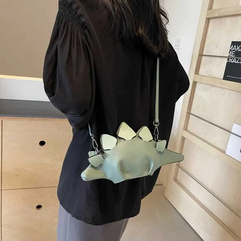Borsa a tracolla a forma di dinosauro donna moda a contrasto_voghion.com
