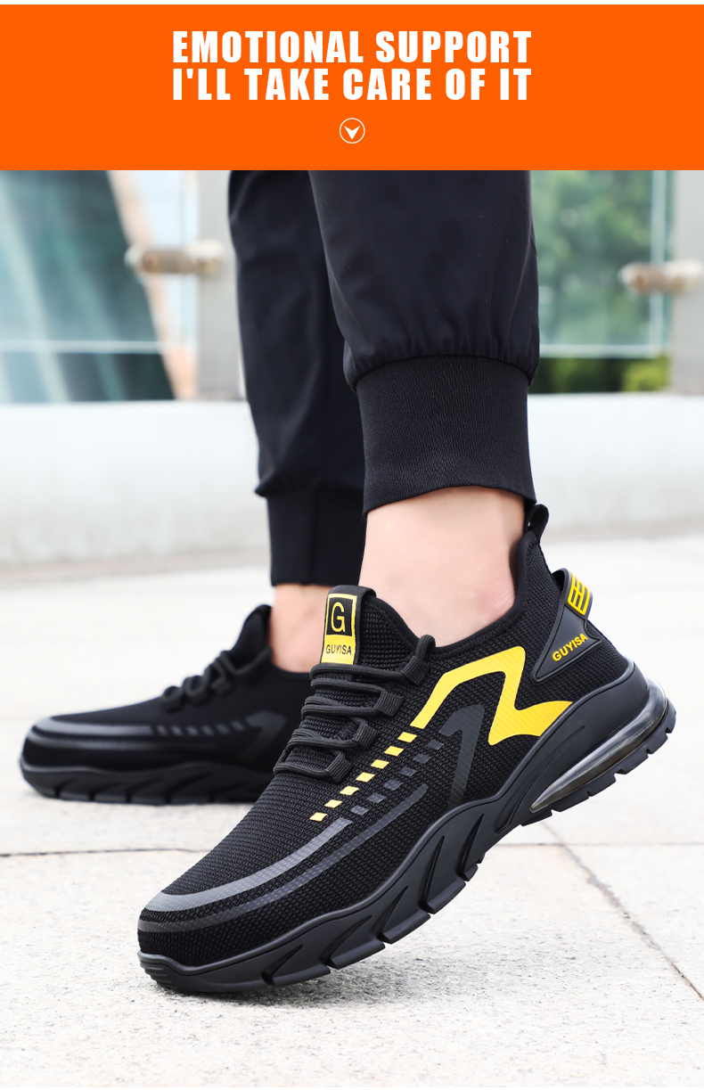 GUYISA Safety Shoes Kasut Kerja Lelaki  Steel Toe Work Shoes Anti-smash CN39-46 1101BK_voghion.com
