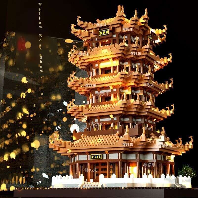 Συμβατό με Lego Yellow Crane Tower Blocks, Four Famous Building Series, Puzzle_voghion.com