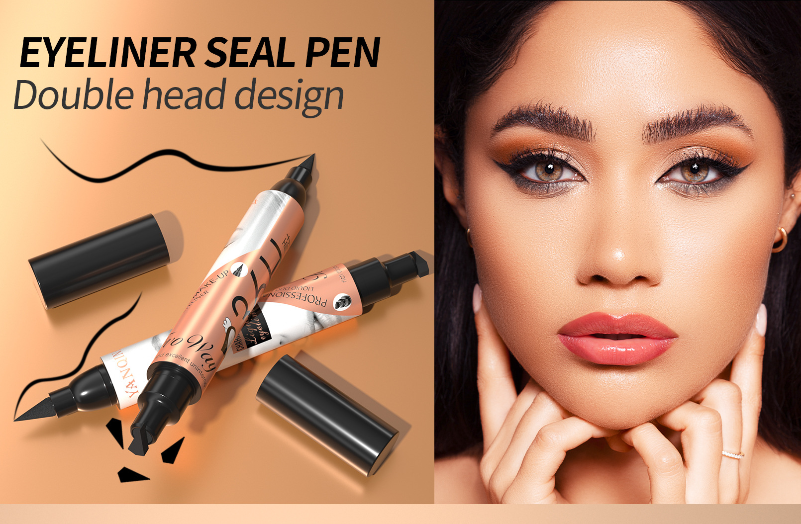 YANQINA Seal vandfast og ikke-udtværende dobbeltstempel eyeliner makeup_voghion.com