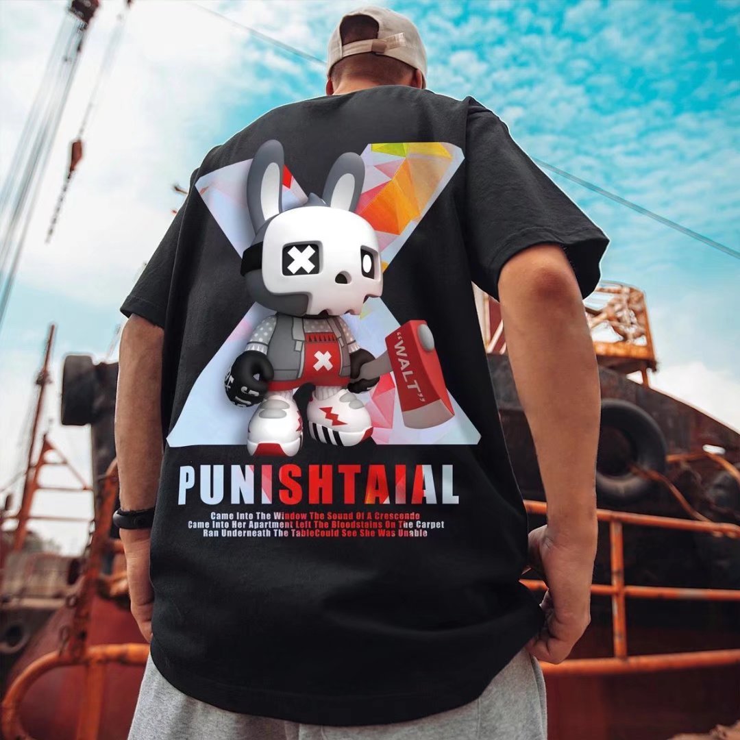 M-8XL Abito estivo da uomo con maglietta a mezza manica allentata corta stampata di marca hip-hop cinese-chic_voghion.com