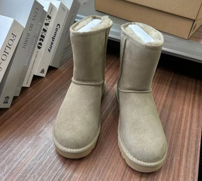 Damen Kurzschnee Aus 5825 Shearg Bootie Lässig Weiche Bequeme Schaffell Warm Halten Stiefel Schuhe mit Box Karte Staubbeutel_voghion.com
