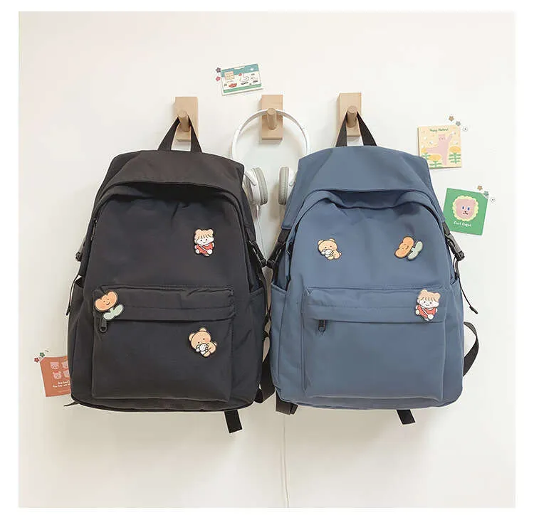 Große Kapazität Nylon Schulranzen Junior Schultern High School Studenten Einfache Freizeit Rucksack_voghion.com