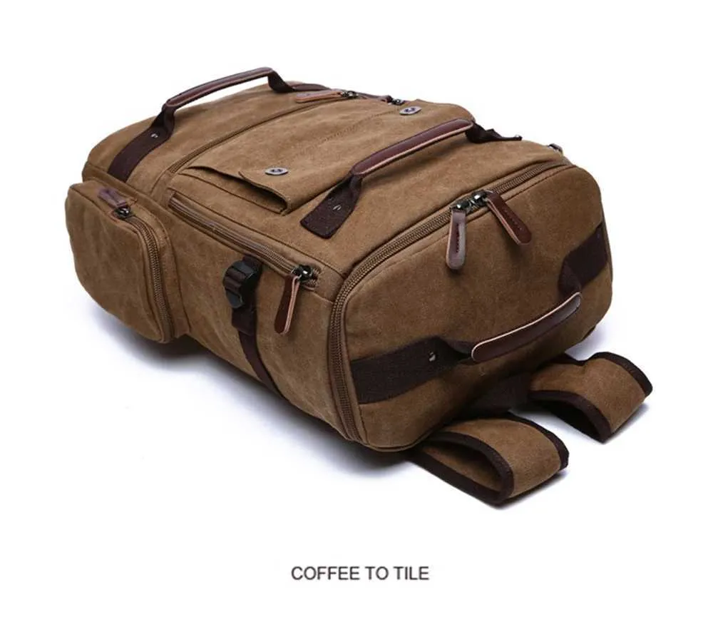 Vintage Canvas Backpack For Men Travel Laptop Rucksack Large_voghion.com
