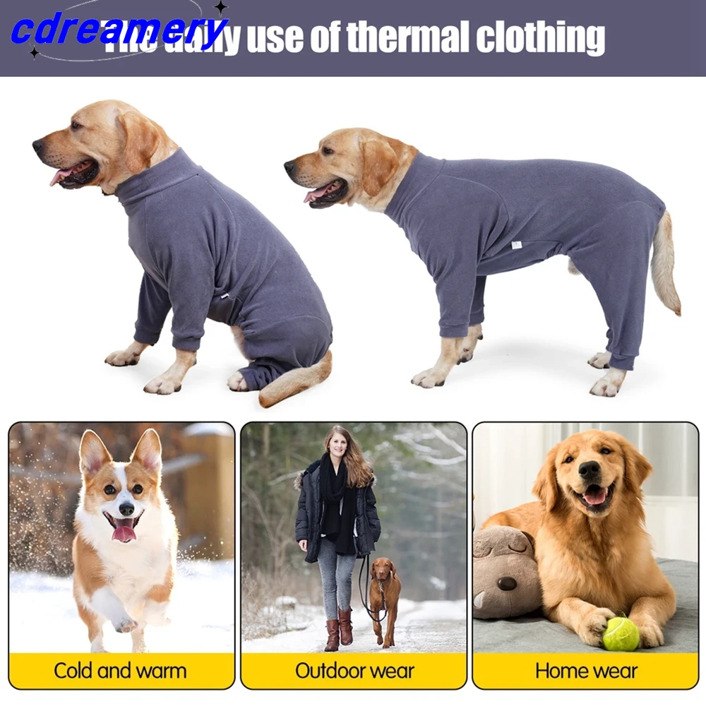 Abrigos de lana cálidos para perros, pijamas de cuatro patas, ropa para perros pequeños, medianos y grandes, ropa para clima frío, trajes de nieve para perros que cubren todo el cuerpo._voghion.com