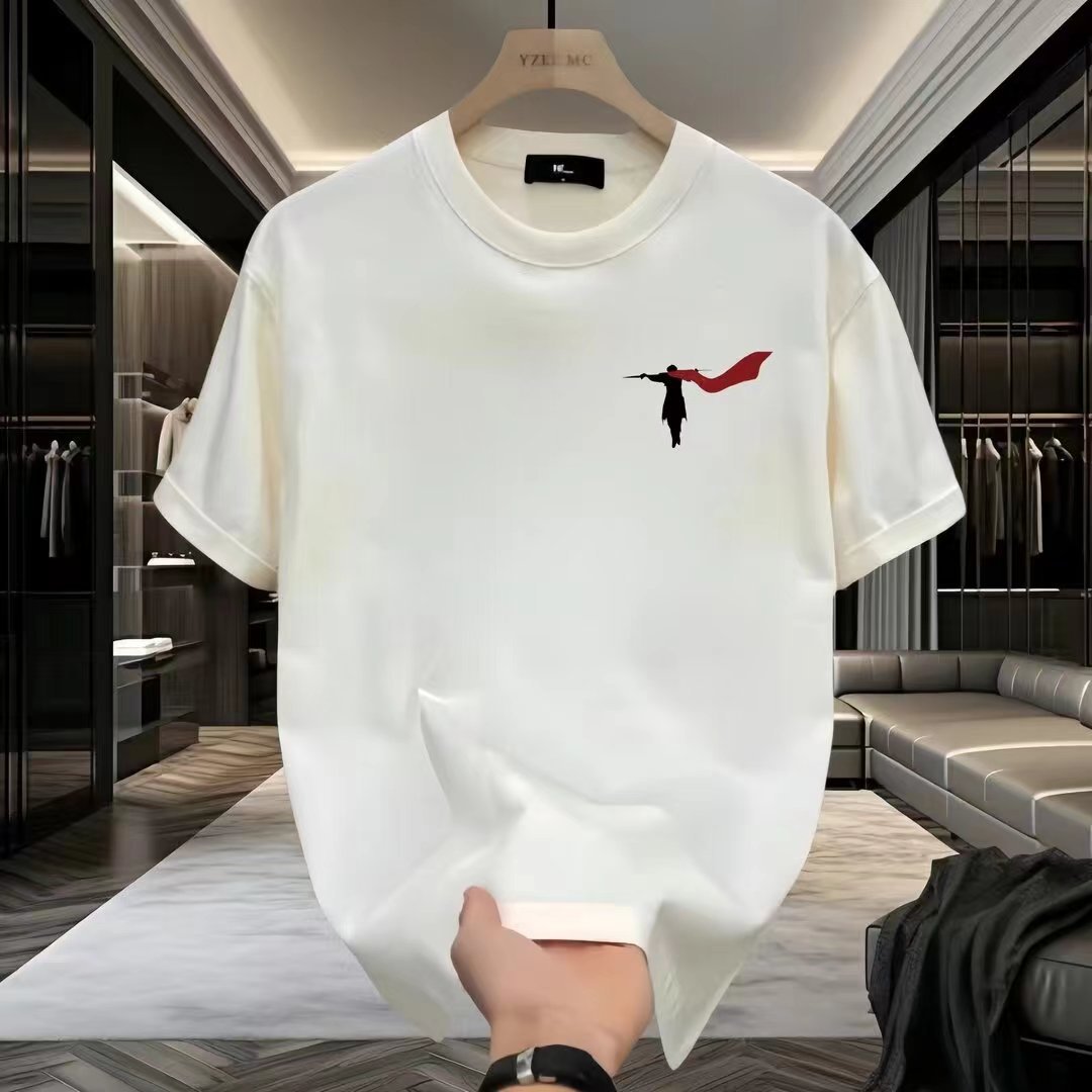 Men’s Clothing Summer Heavyweight Pure Cotton Handsome Youth Short Sleeved T Shirt Loose Tops