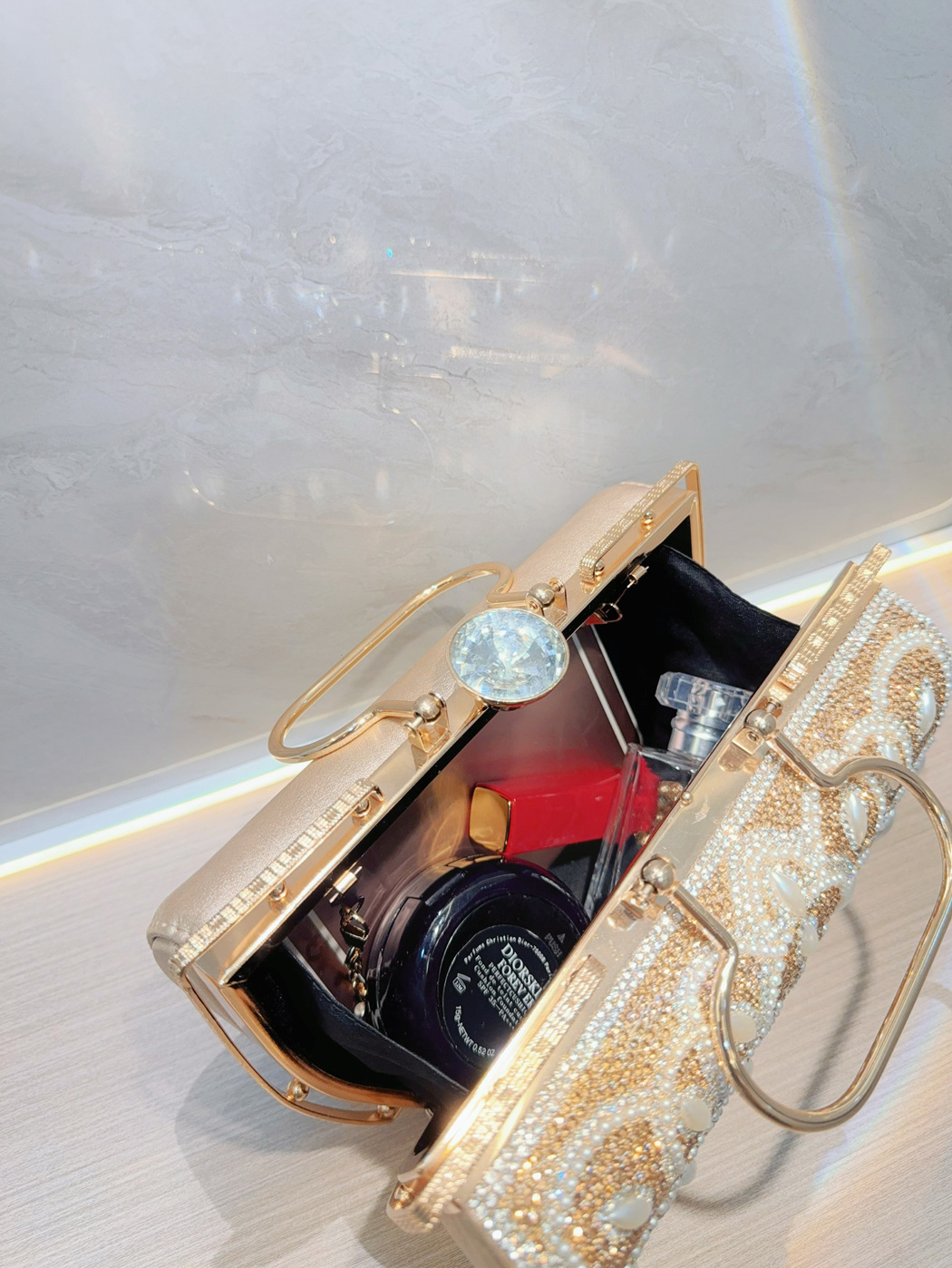 Nouveau sac à main de mariage d'équipe de barre avec le sac de Banquet de bandoulière incrusté de diamant_voghion.com