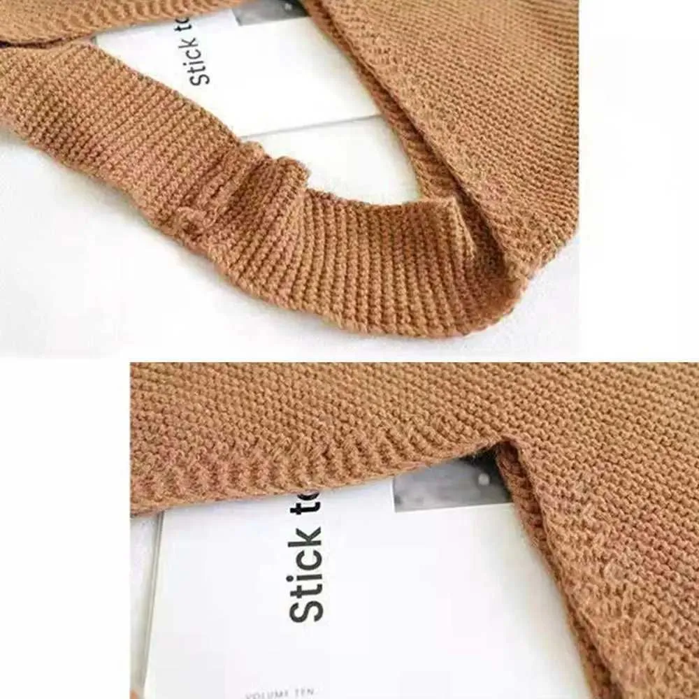 Damskie torby na ramię o dużej pojemności, tkane, robione na drutach, w jednolitym kolorze, torba typu hobo, zakupy damskie, sC241104_voghion.com