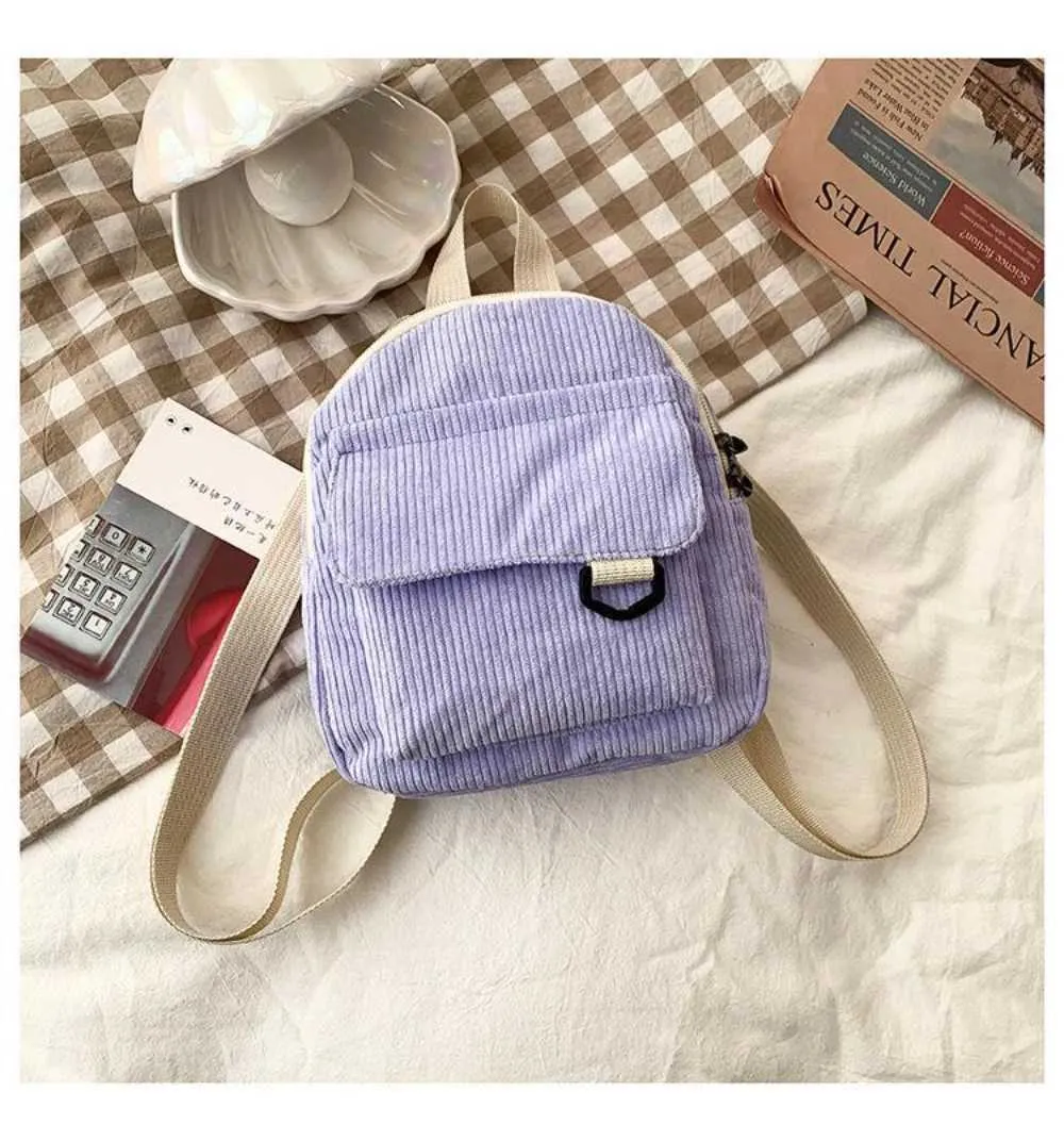 Kleiner Damen Mini Rucksack Aus Kord Für Freizeit Und Reisen_voghion.com