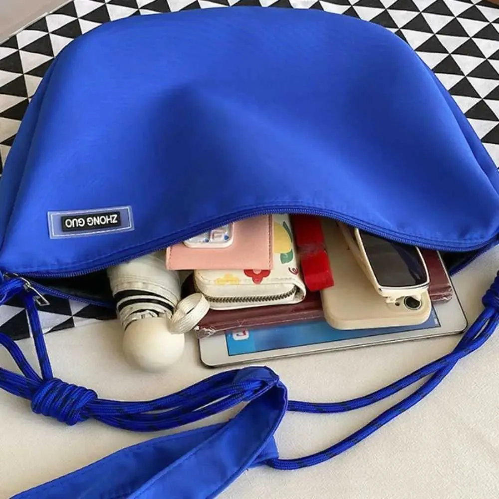 Half-moon Nylon Crossbody Bag Large Capacity Shoulder Bag Solid_voghion.com