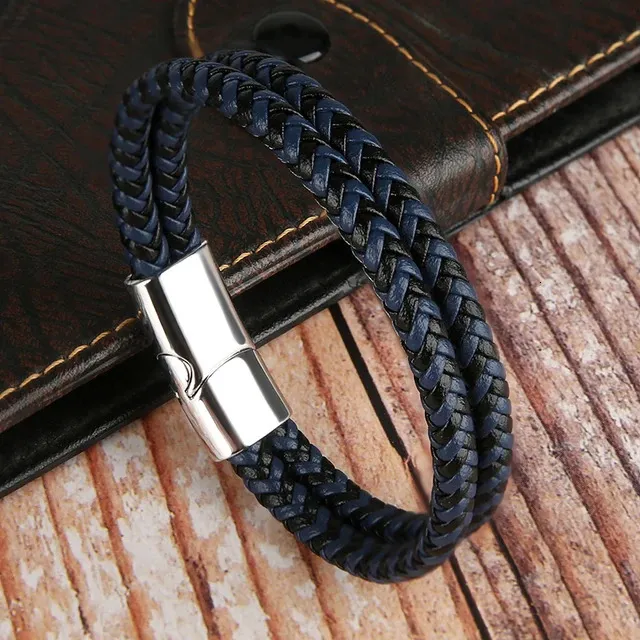 Genuine Bracelets Bangles for Men Women Double Layer Leather Rope Bracelet Handmade Jewelry Homme Pulseras 240507_voghion.com