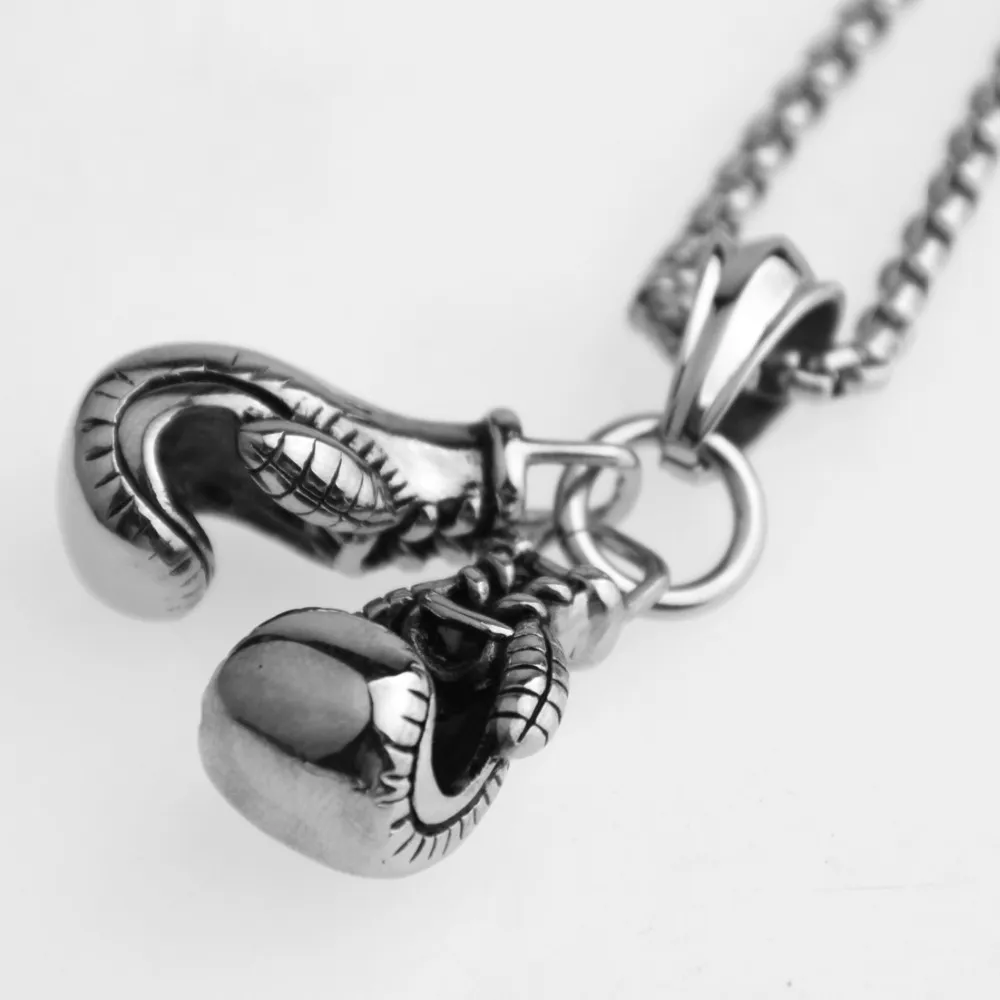 Pendant Necklaces 2pcs/set Mens Unisex Stainless Steel Sier Color/gold Black Boxing Gloves Necklace Sport Colar Jewelry_voghion.com