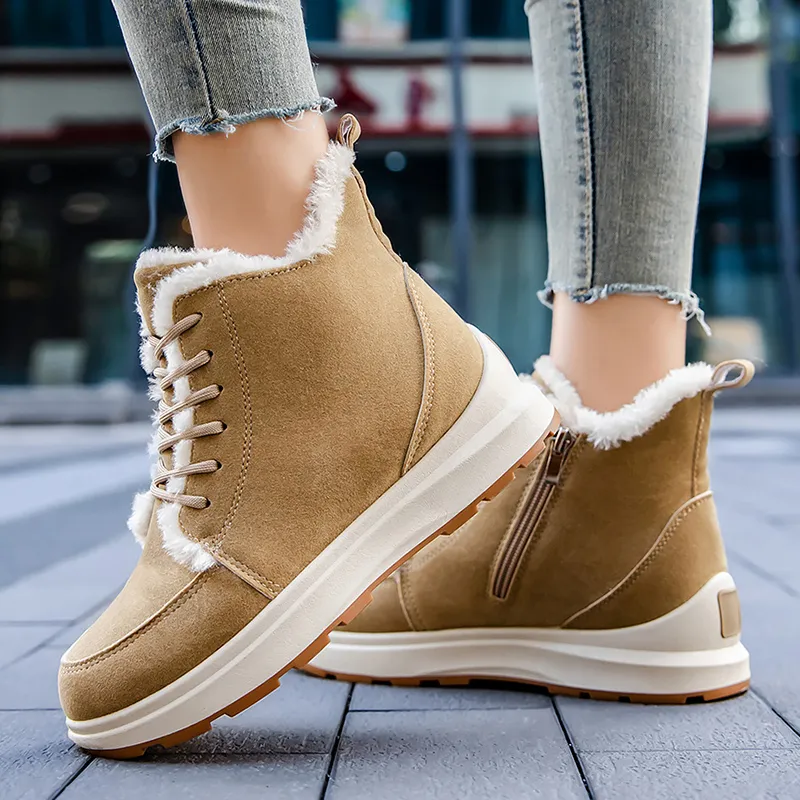 Rimocy Winter Warm Plush Snow Women Plus Size 43 Platform Zipper Ank Boots Woman Thick Fur Cotton Shoes_voghion.com