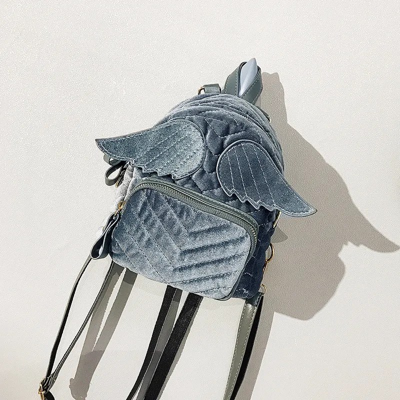 Kids Backpack Kindergarten School Cute Children Angel Wings Shoulders B Embroidery Threads Design Girls Fashion_voghion.com