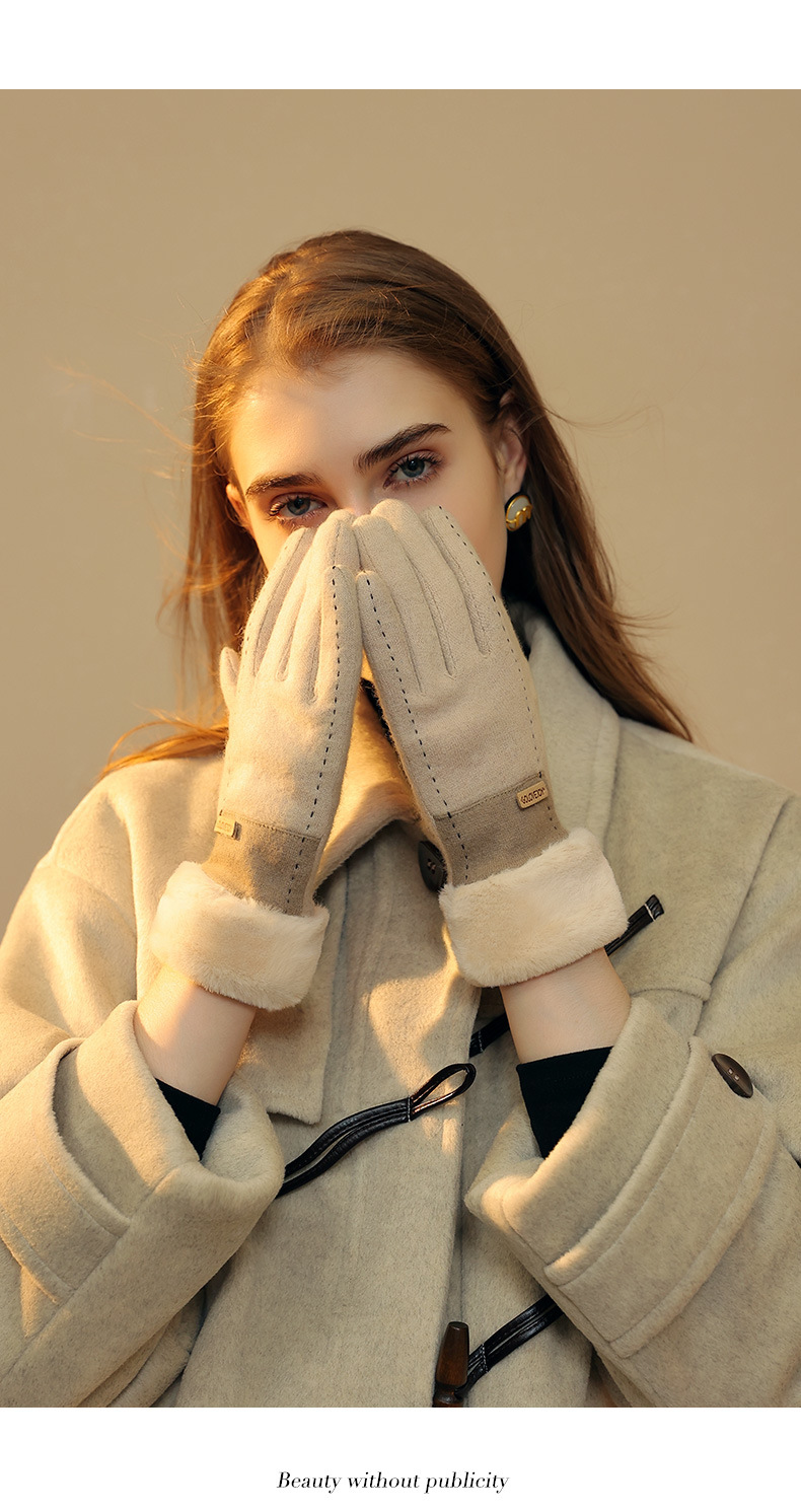 Gants en laine pour écran tactile, en velours et cachemire, pour le cyclisme et la conduite, nouvelle collection hiver 2023 pour femmes_voghion.com