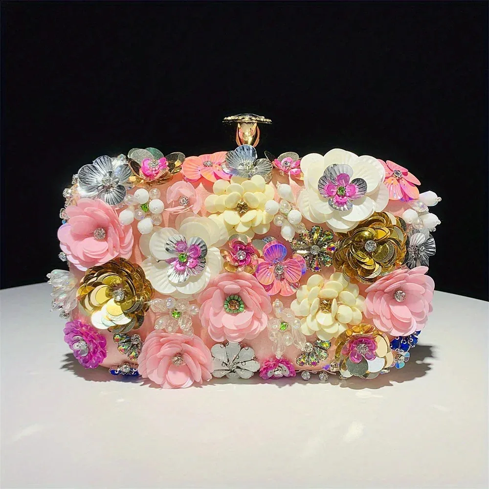 Evening Clutch Bag For Women Elegant Beaded Box Purse Wedding_voghion.com