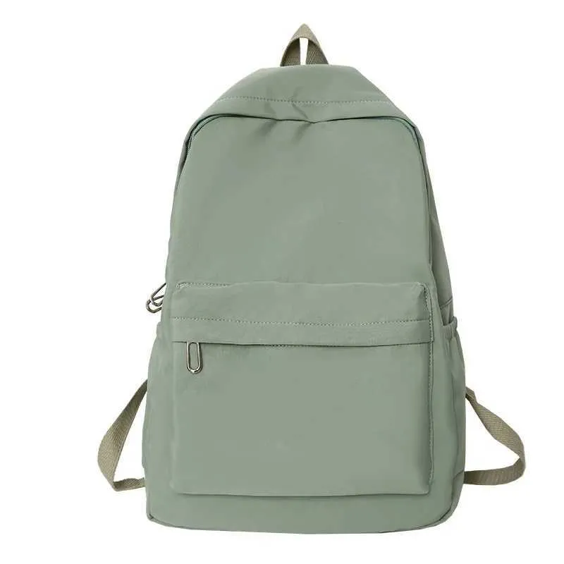Waterproof Nylon Backpack For Women, Simple Solid Colour School Bag_voghion.com