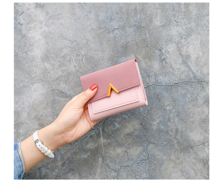 Women's Short Wallet Retro Patchwork Metal V Decorative Buckle_voghion.com
