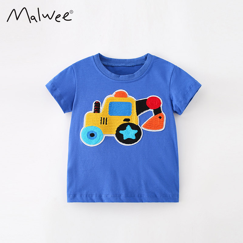 In Stock Malwee T-Shirt Summer New European American Style Small And Medium Children Round Neck Short Sleeve Casual_voghion.com