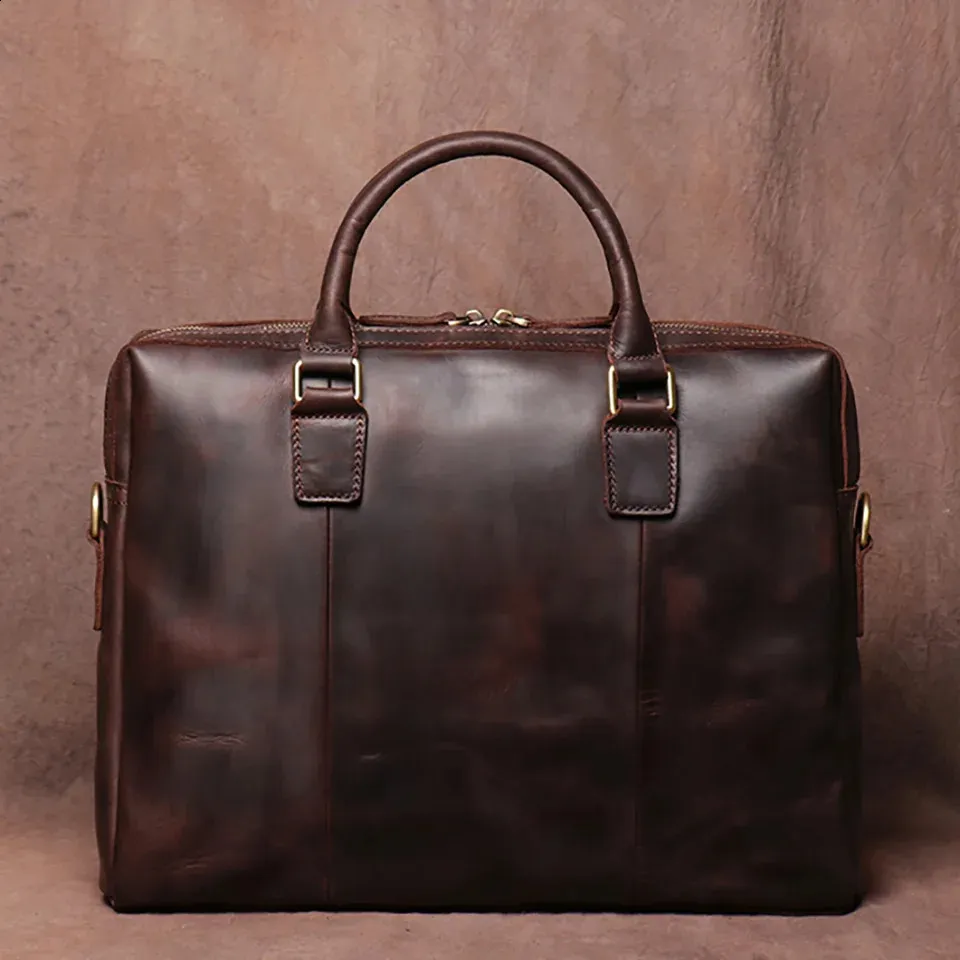 Vintage Herren Laptoptasche Aktentasche Aus Echtem Leder Braun_voghion.com