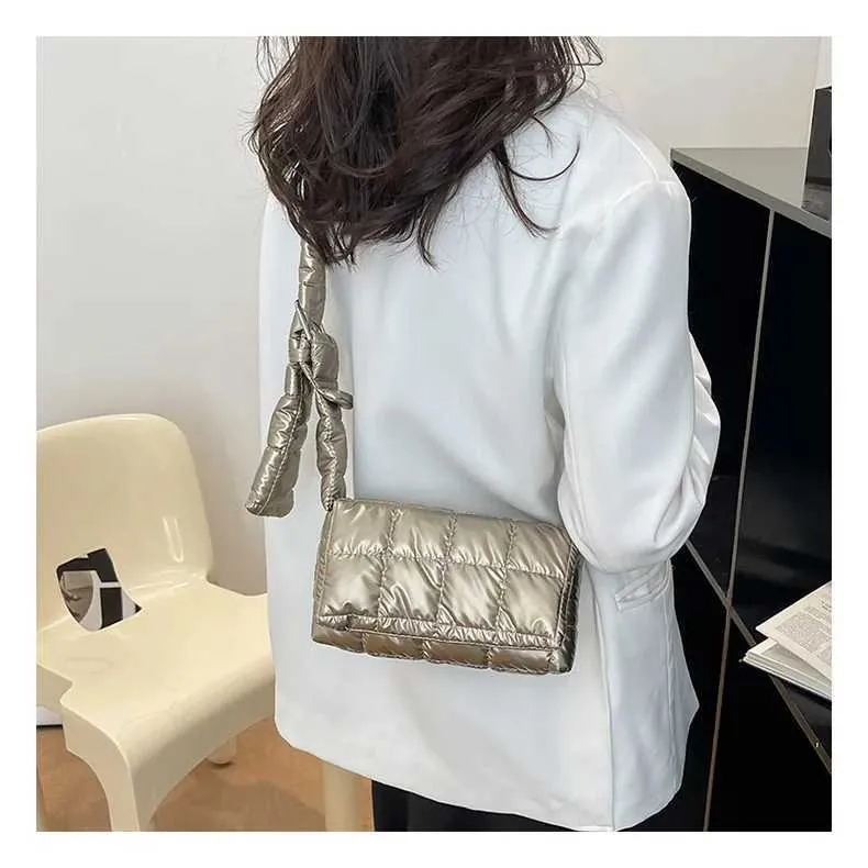 Moda trapuntata invernale leggera calda imbottita in cotone scozzese spalla donne sottobraccio borse gonfie borse C241216_voghion.com