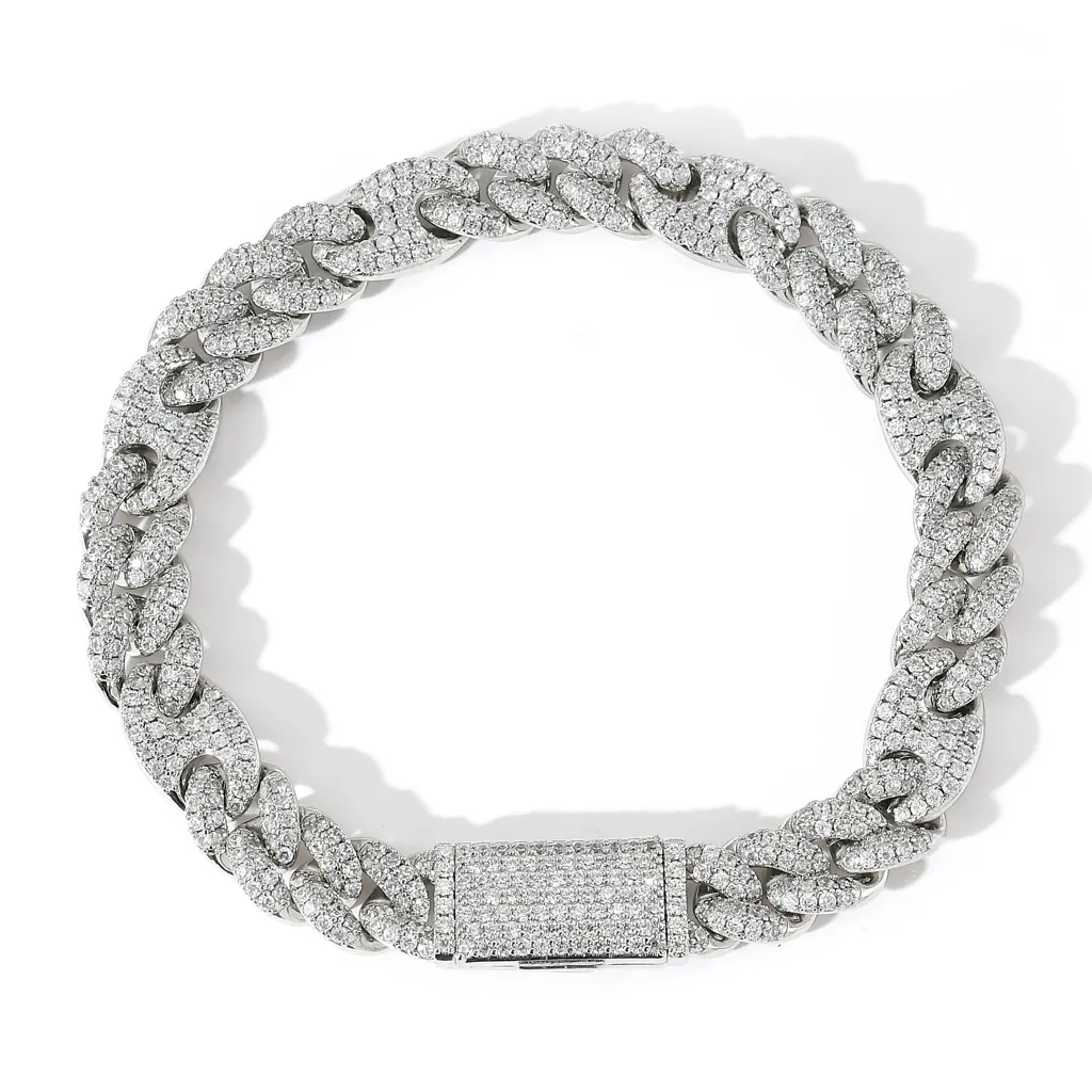 moissanite gyémánt Miami nyaklánc 20 mm széles malac orr Trend karkötő mikroberakásos cirkónium kubai lánc férfi és női_voghion.com