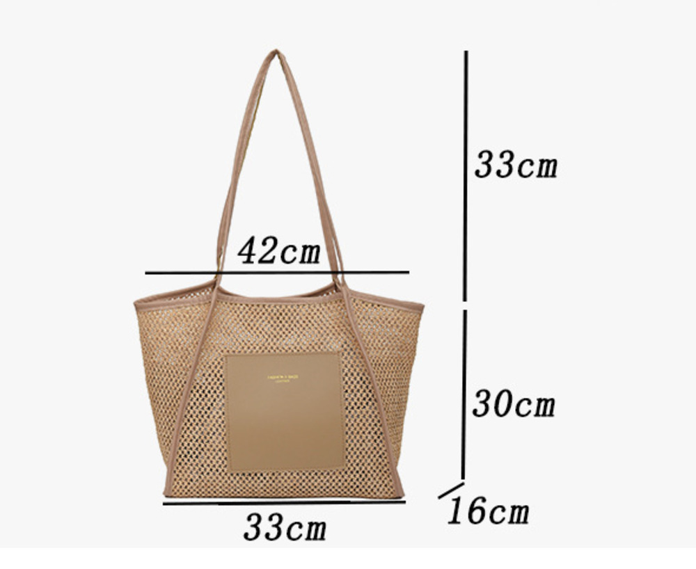 Große Geflochtene Strohtasche Für Damen Sommer Schultertasche_voghion.com
