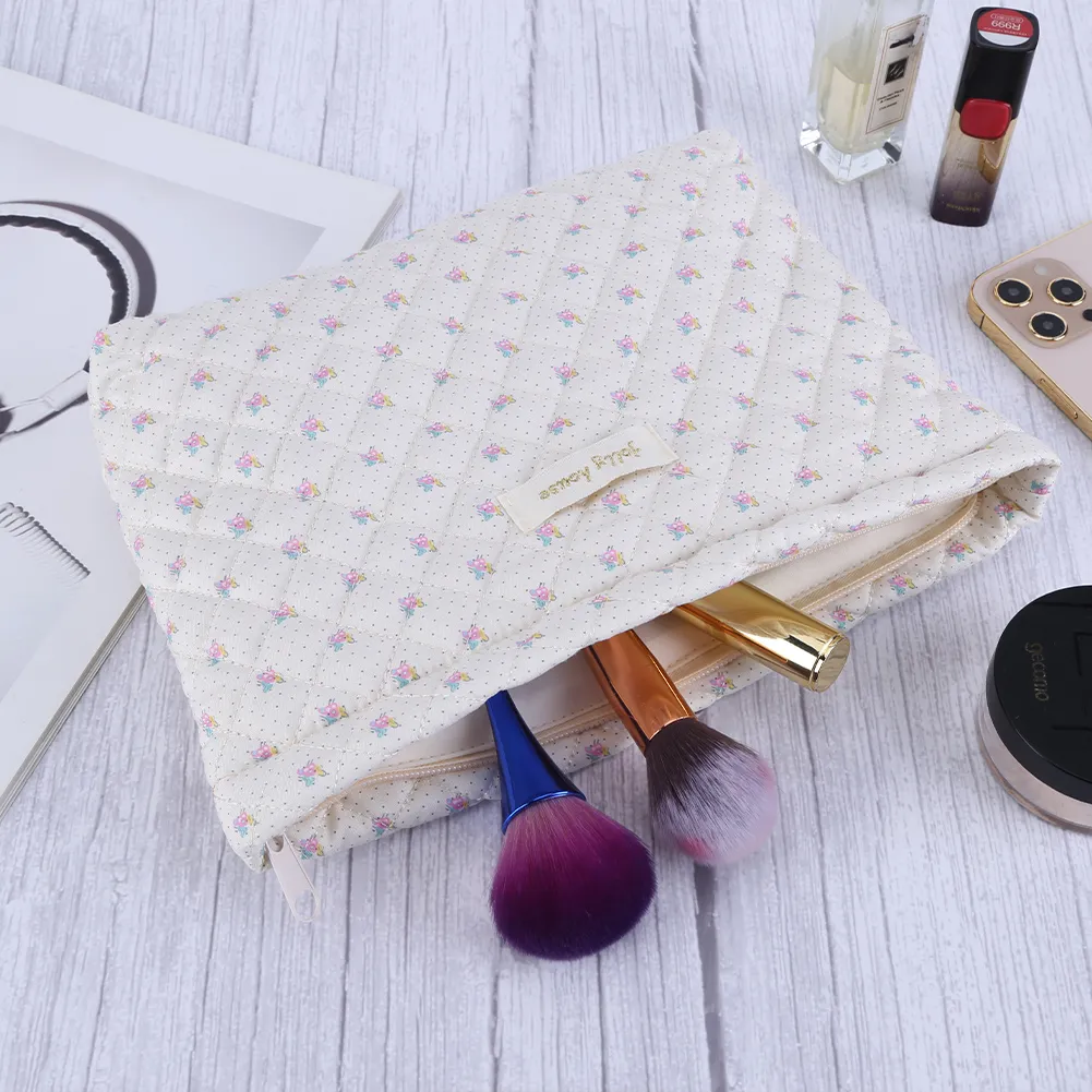 Mini trousse de maquillage imprimée pour femme, étui de rangement matelassé pour cosmétiques, sac portable pour pièces de monnaie, articles divers, porte-cartes de crédit_voghion.com
