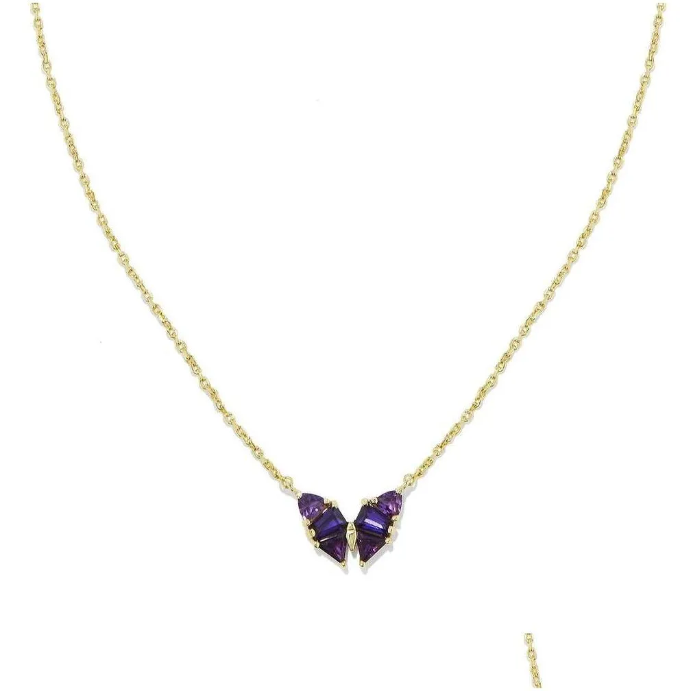 Butterfly Zircon Crystal Pendant Necklace For Women Elegant Style_voghion.com