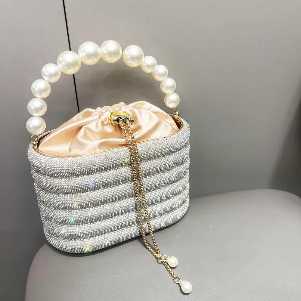 Borse da sera e borsetta da donna, borsa a tracolla con cristalli lucidi, borsa a secchiello_voghion.com