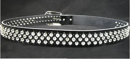 Rhinestone bälte för kvinnor i läder med kristaller midjebälte_voghion.com