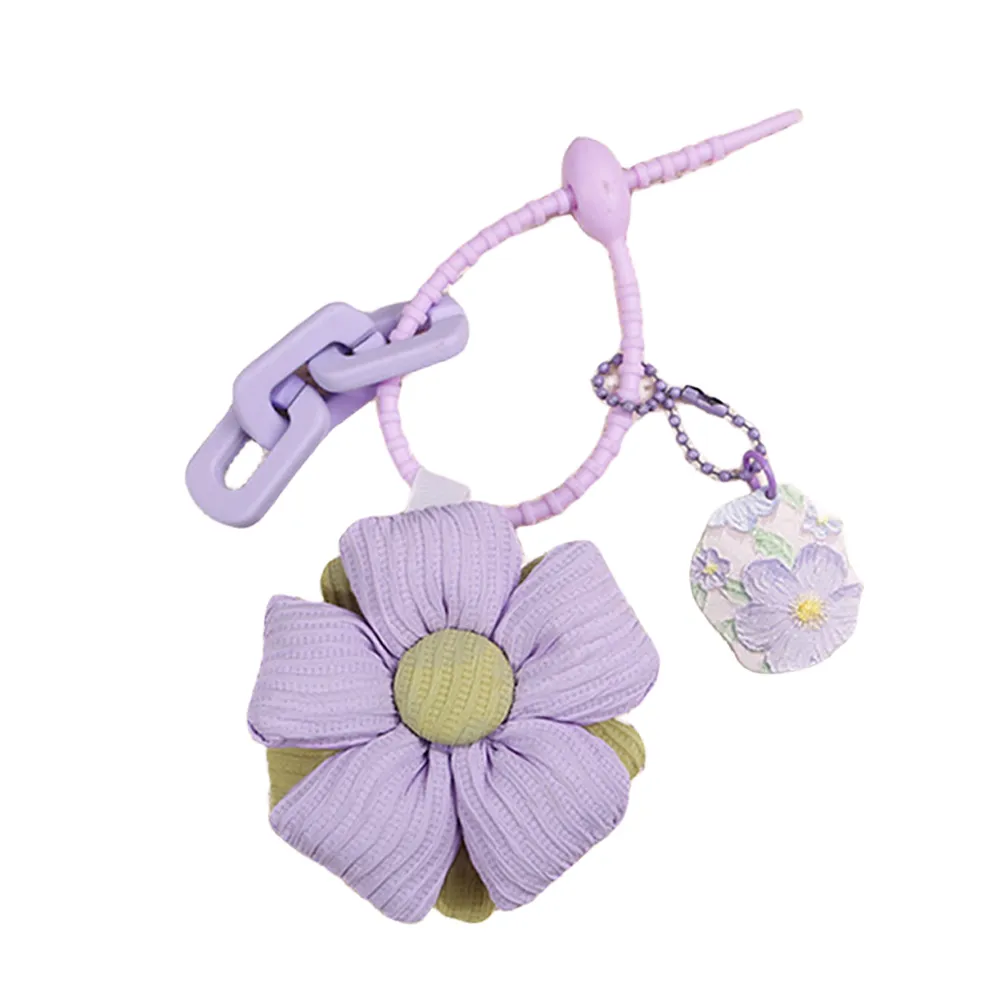 INS Cartoon Fabric Flowers Key Chains Fashion Stuffed Keyring For Women Girl Bag Pendant Charms Car Keychain Gift_voghion.com