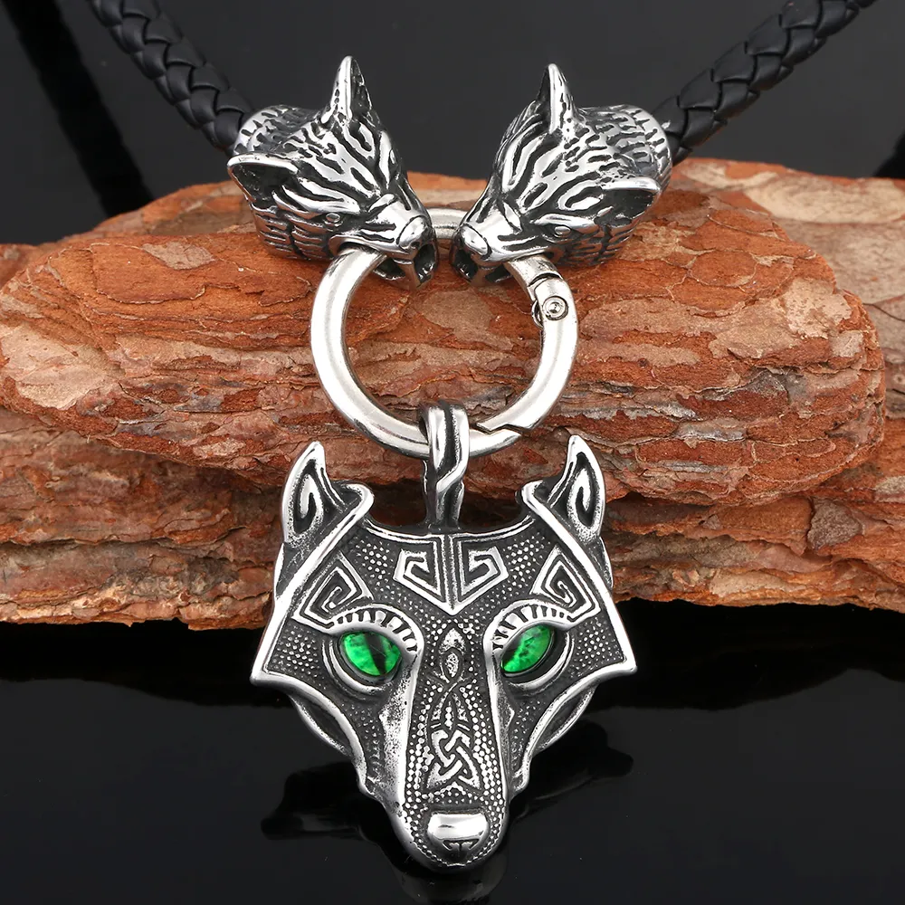 Colares com pingentes estilo masculino aço inoxidável nórdico viking odin lobo corrente e colar de lobo corda amuleto_voghion.com