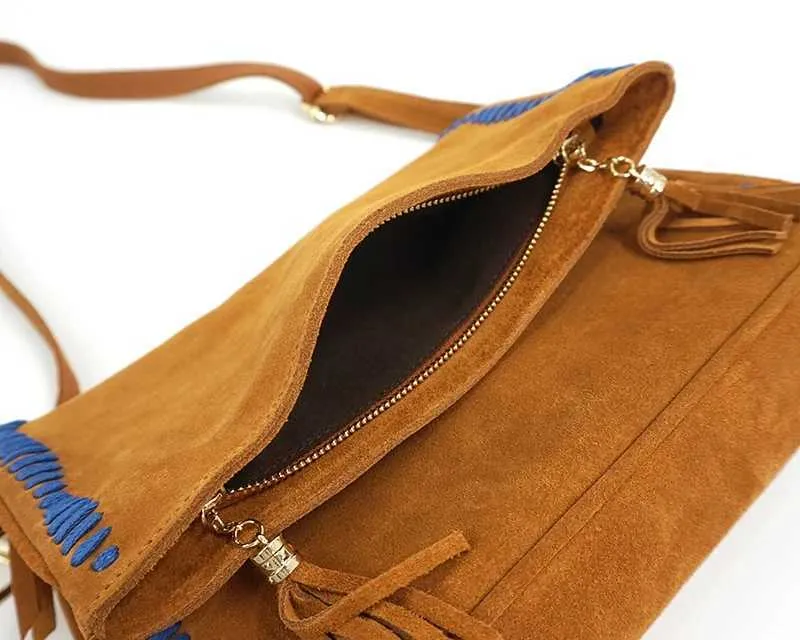 Sac à bandoulière en daim véritable et nubuck pour femme, sac à bandoulière latéral à franges, sac de créateur Za, taille moyenne, élégant au quotidien_voghion.com