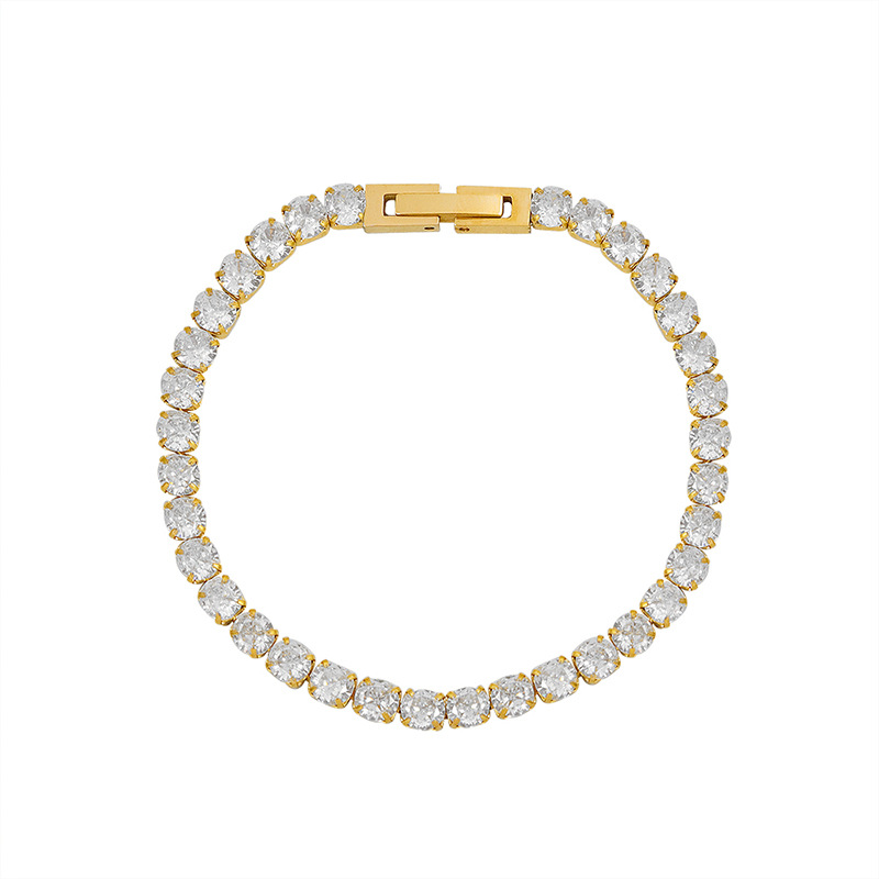 Minimalist Luxury Fashion Full Diamond Zircon Element Bracelet Titanium Steel Gold-Plated Claw Clasp E032_voghion.com