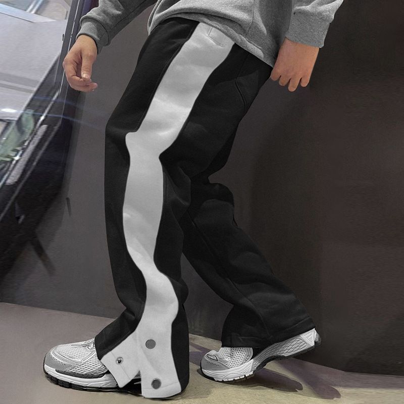 Spring And Autumn Men's Casual Brand Loose Oversized Sports Pants Trendy Color Matching Straight Tube_voghion.com
