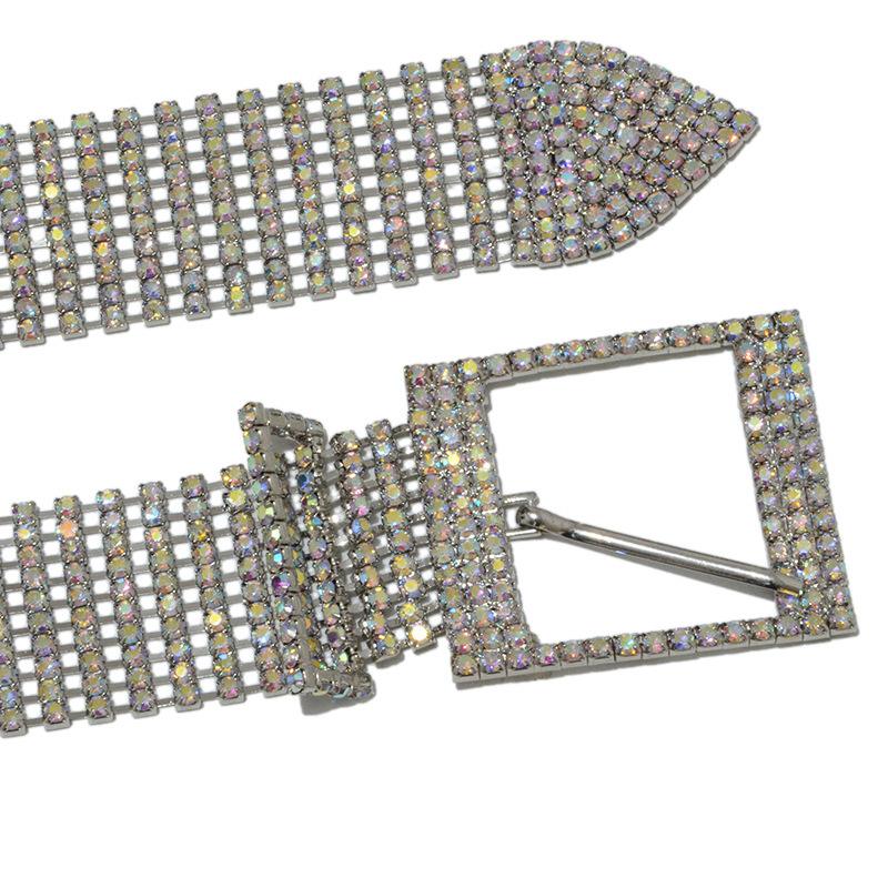 Women's Belt Luxury and Elegant Ten Rows Colorful Diamond Inlaid Metal Waist Chain_voghion.com