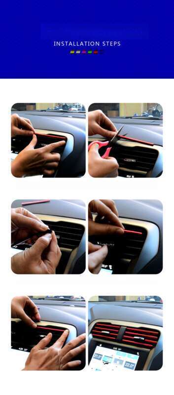 Clemă decorativă pentru ventilația aerului condiționat auto, modificarea consumabilelor interioare, în formă de U, bandă strălucitoare galvanizată_voghion.com