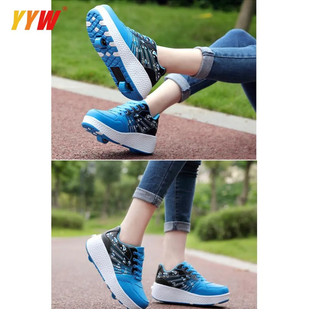 Children Junior Roller Skate Kids Pink Sneakers With Two 2021 Girls Wheels Adult Casual Boys Shoes Eur 31-42_voghion.com