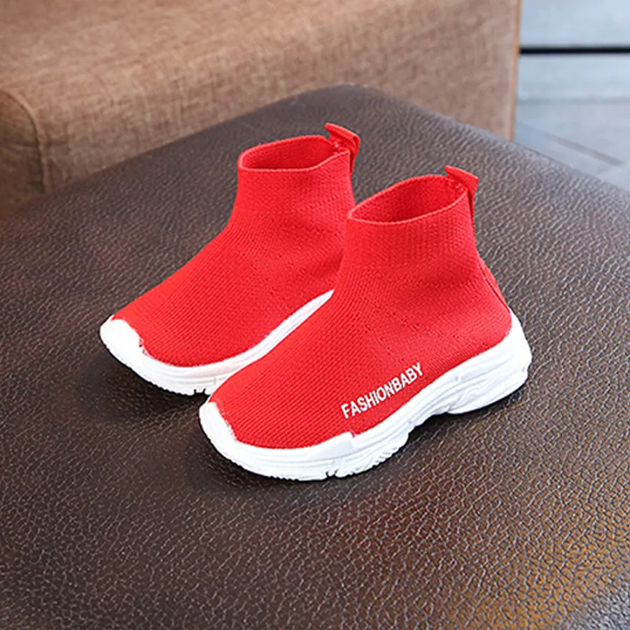 Tênis de cano alto infantil casual sem cadarço respirável meias infantis antiderrapantes botas de neve meninos meninas calçados esportivos tamanhos 21-30_voghion.com