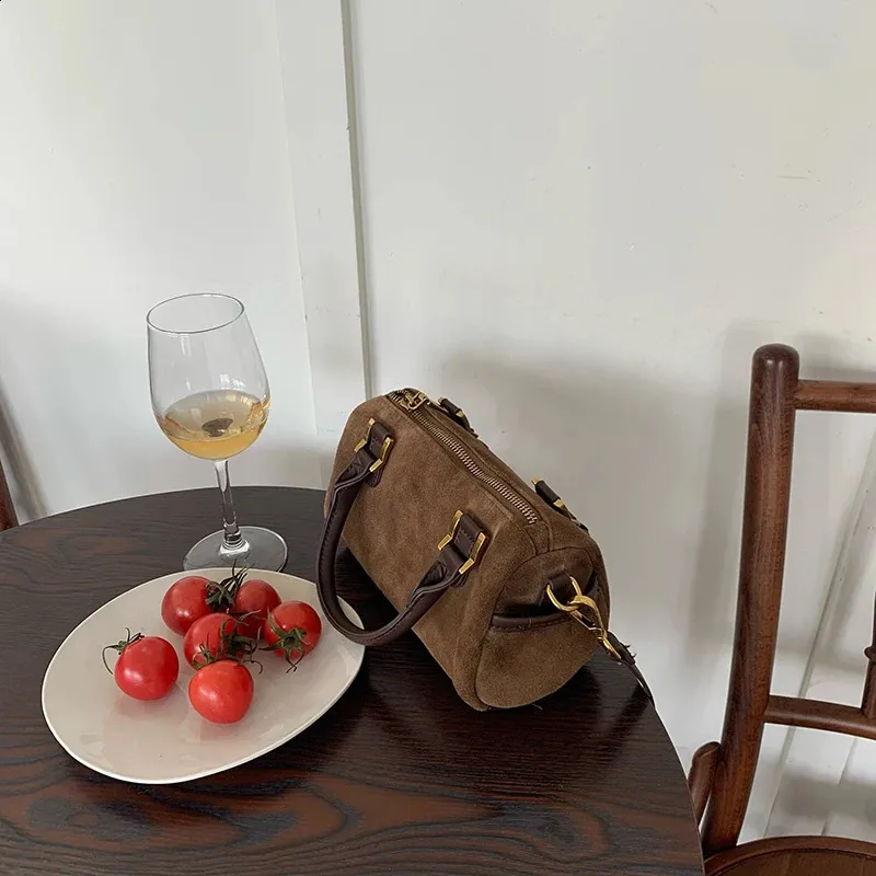 Vintage suède handtas voor dames herfst winter schoudertas elegant_voghion.com