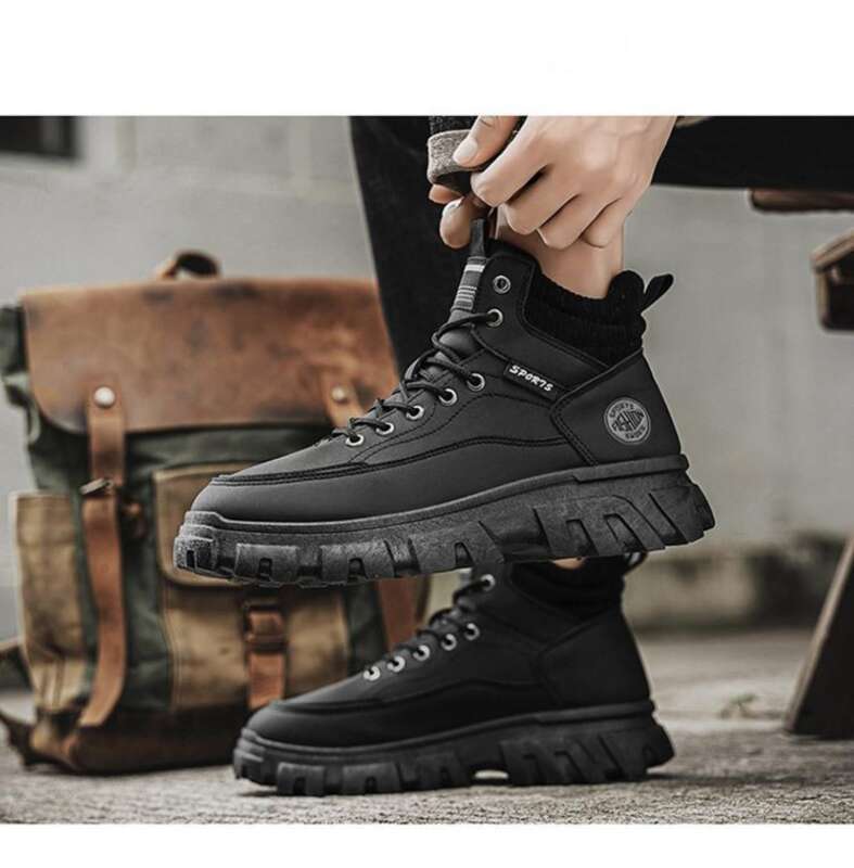 Efterår High Top Martin Herre Arbejdssko Trendy Og Alsidige Tykke Såler Britiske Støvler Korte Vandrestøvler_voghion.com