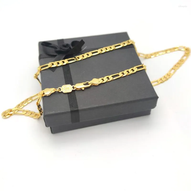 Collane con ciondolo Timbro Oro giallo riempito 6MM Classico Solido Catena Figaro Collana 20" Unisex_voghion.com