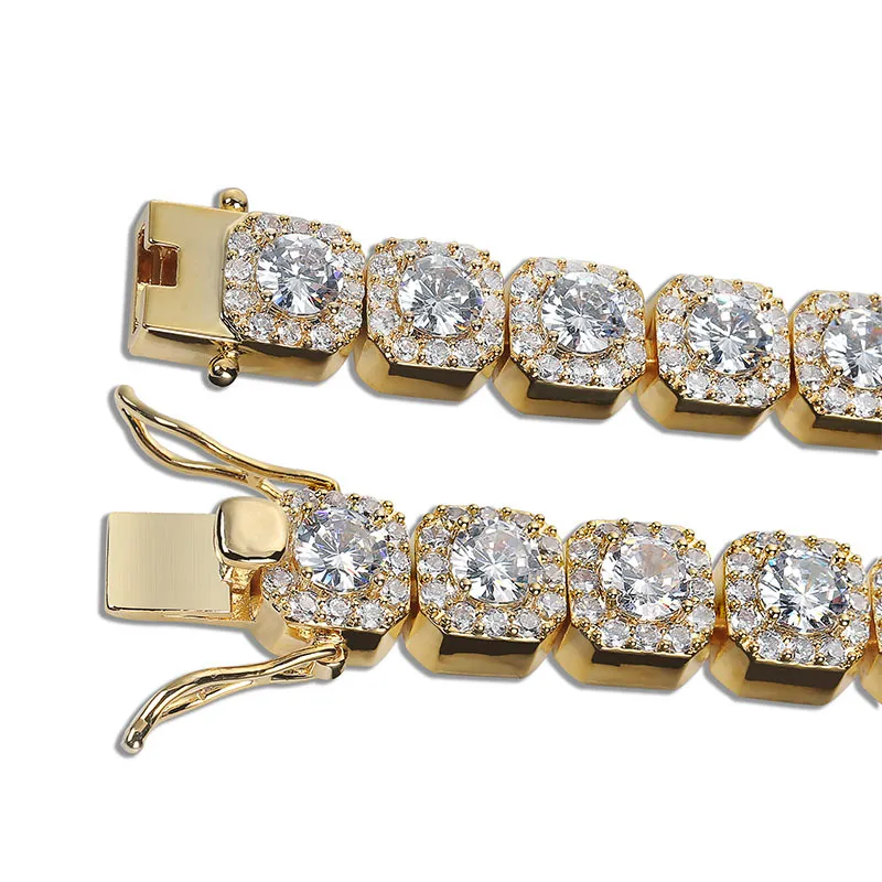 10mm Herre Hip Hop Iced Out CZ Kubisk Zirkon Guld Tenniskæde Halskæde Personlig Bg Rapper Armbånd Kæder Smykker_voghion.com