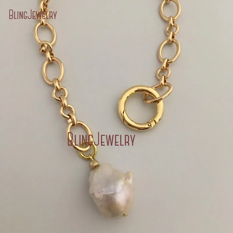 Chains NM35057 Baroque Pearl Choker European Inspired Necklace With Spring Lock_voghion.com