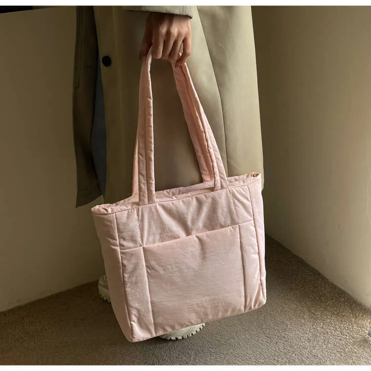 New Cotton Material Tote Bag Women College Students Canvas Bags Nylon Handbag_voghion.com